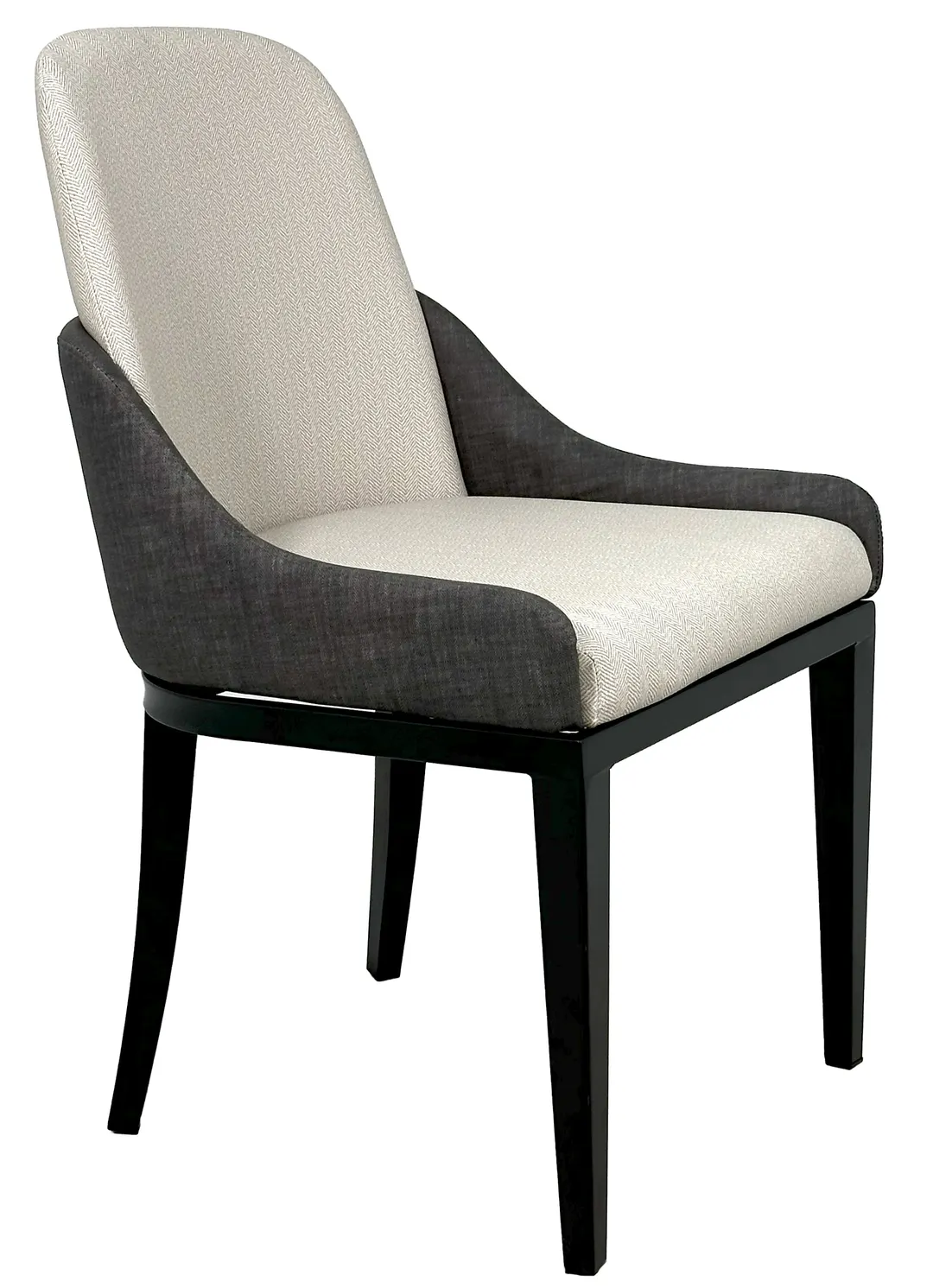 Atlanta Booth & Chair H101 Upholstered Arm Chair, Metal Semi Gloss Frame, Black