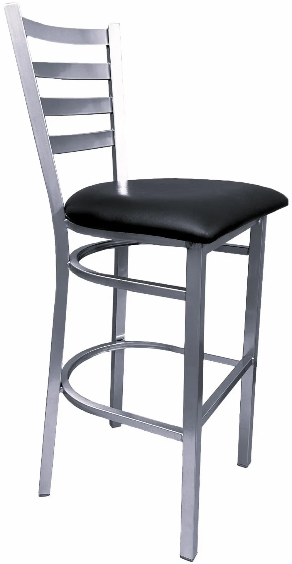 Atlanta Booth & Chair M105BS Metal Outdoor Bar Stool, Silver Frame, ABC Vinyl Ladder Back