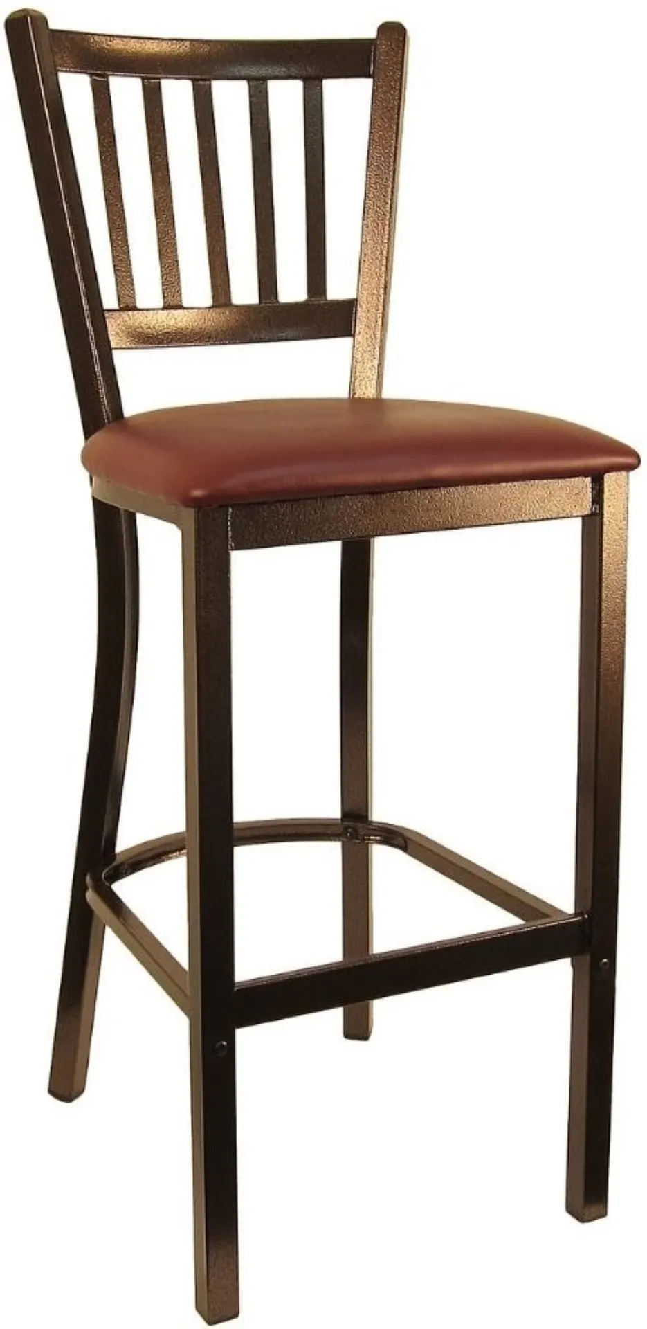 Atlanta Booth & Chair M199BS Black Metal Outdoor Bar Stool, Vertical Back, Armless