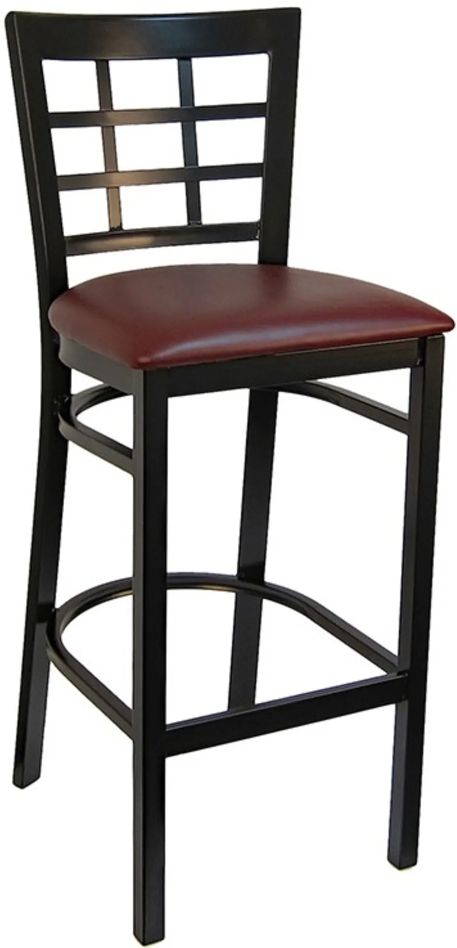 Atlanta Booth & Chair M290BS Semi Gloss Black Metal Outdoor Bar Stool with Window Pane Back