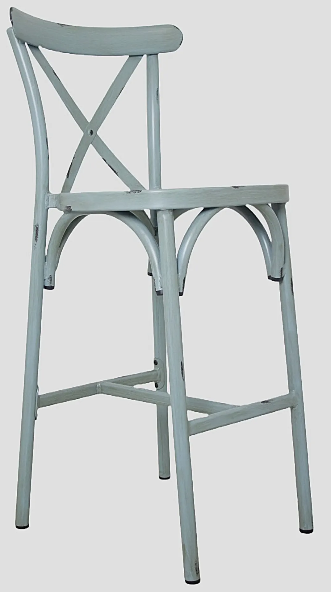 Atlanta Booth & Chair M730BS Stackable Aluminum Bar Stool, X Back, Metal Seat