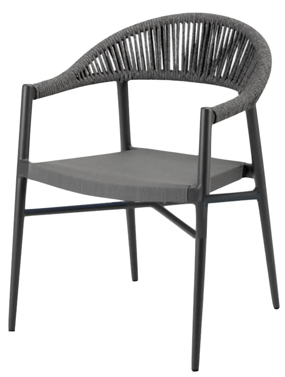 Atlanta Booth & Chair OD393-RP Aluminum Frame Textilene Seat Rope Back Outdoor Arm Chair
