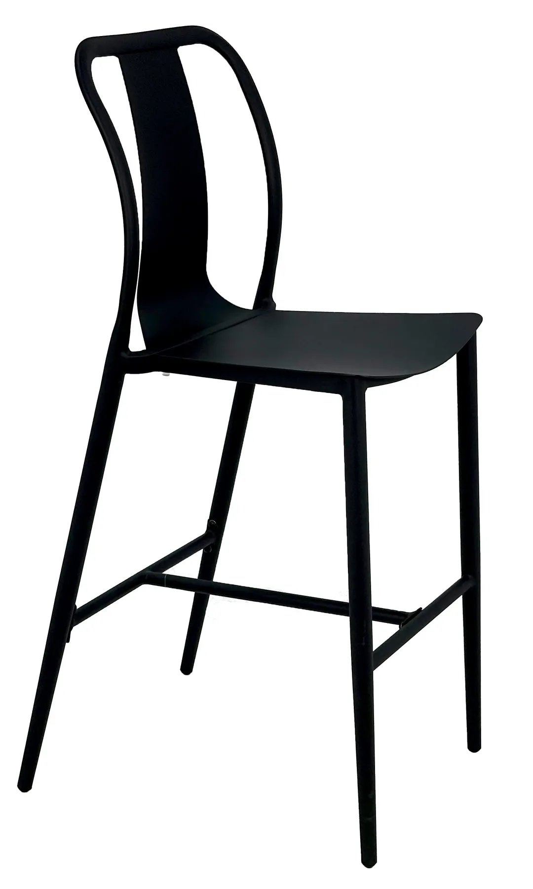Atlanta Booth & Chair OD702BS Outdoor Barstool, Modern Black Matte Aluminum Frame, Metal Back and Seat, Armless