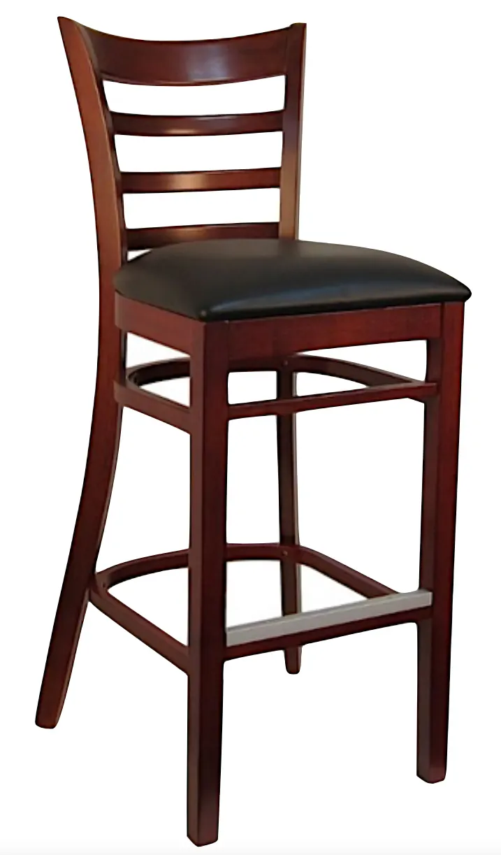 Atlanta Booth & Chair W101BS European Beech Wood Ladder Back Barstool with Footrest, Upholstery to be Specified