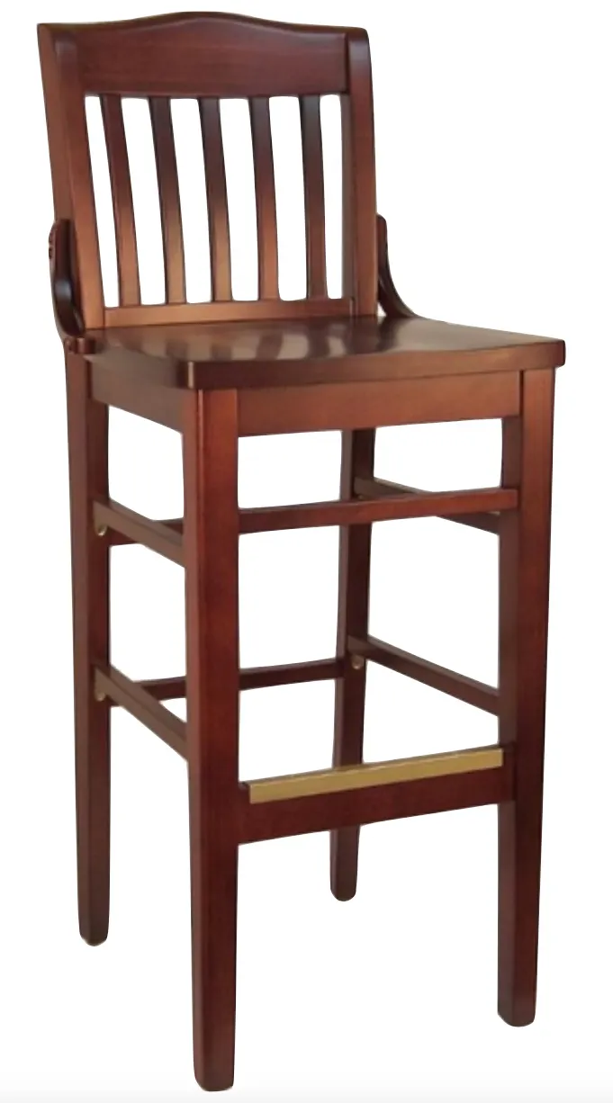 Atlanta Booth & Chair W103BS European Beech Wood Barstool with Schoolhouse Back and Footrest