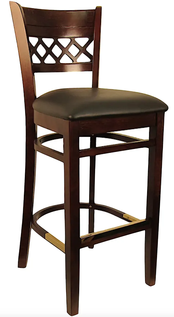 Atlanta Booth & Chair W105BS European Beech Wood Barstool with Venetian X-Back and Footrest