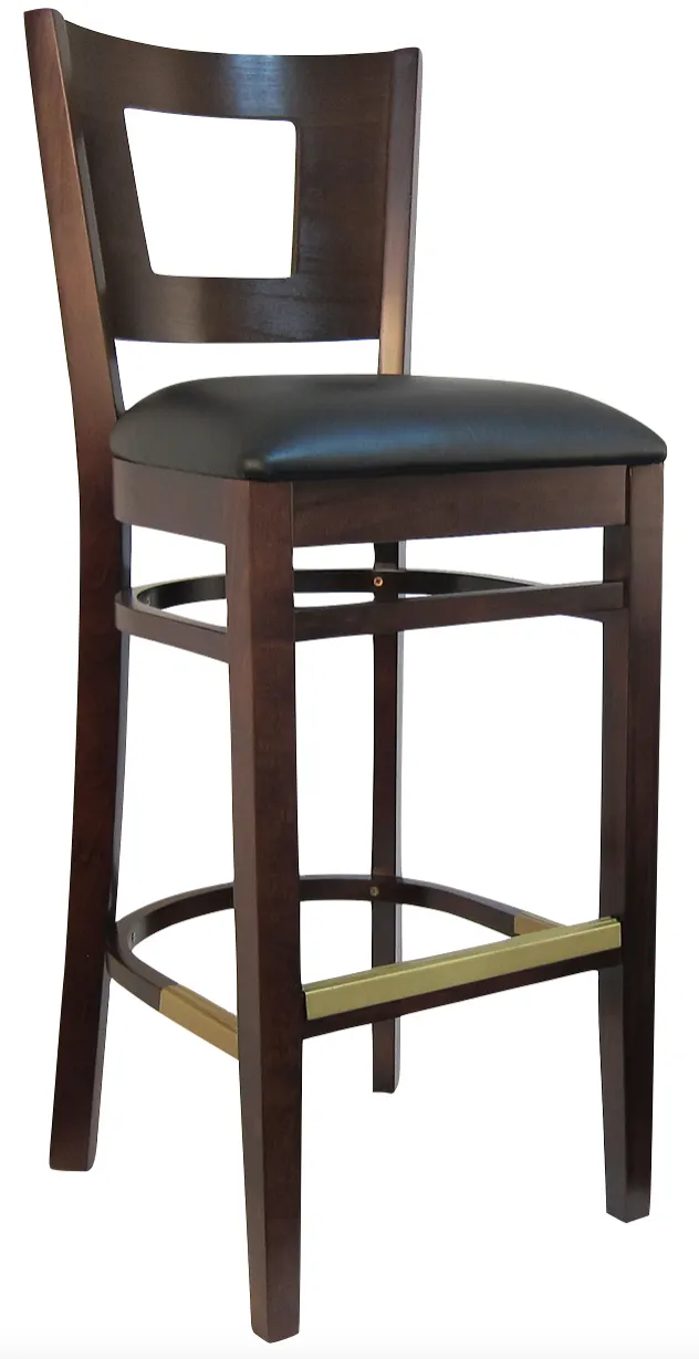 Atlanta Booth & Chair W106BS European Beech Wood Barstool with Grid Back and Footrest