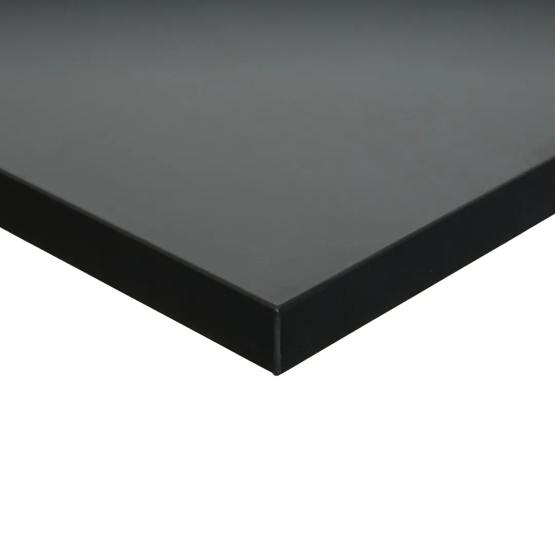 BFM Seating BL2430 24x30 Rectangular Relic Table Top, 2" Thick MDF Melamine Black