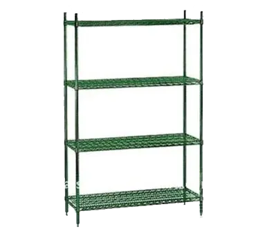 Klinger's Trading S1442-GREEN Wire Shelving Unit, 42"W x 14"D, Green Epoxy Coated, NSF