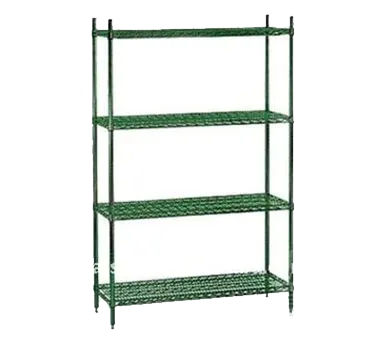 Klinger's Trading S1460-GREEN Wire Shelving Unit, 60"W x 14"D, Green Epoxy Coated, NSF