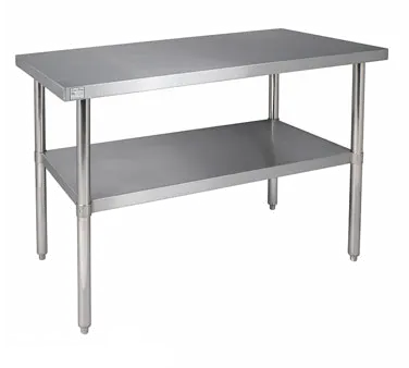 Klinger's Trading SG2460 60" Open Base Work Table with Undershelf, 18 Gauge Flat Top