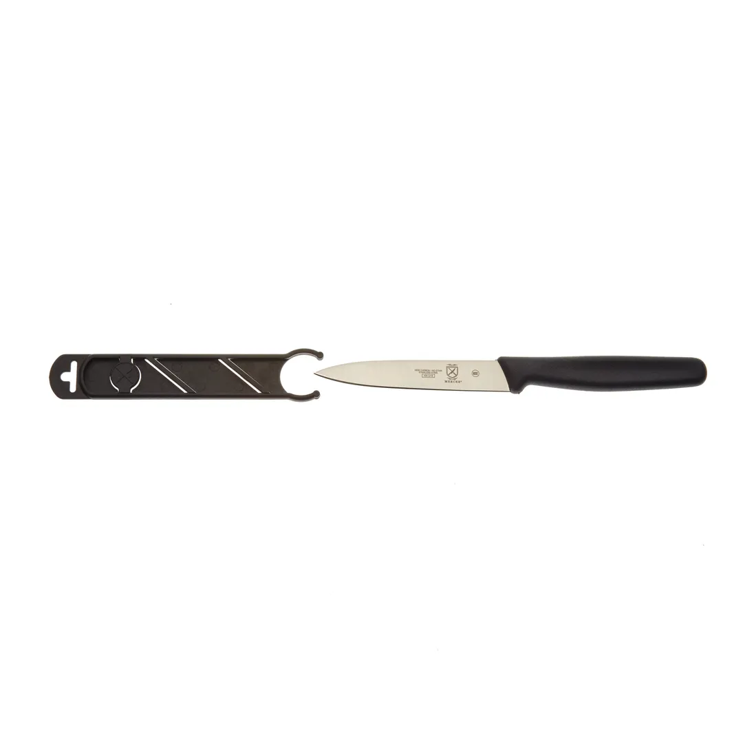 Mercer M33933B Bar Knife – 4" Edge, Pointed Tip, Guard, Japanese Steel Blade, PP Handle, NSF