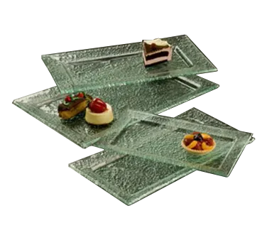 American Metalcraft BG2113 Glacier Rectangular Glass Platter, 21x13, Green, Rimmed, Bubble Glass