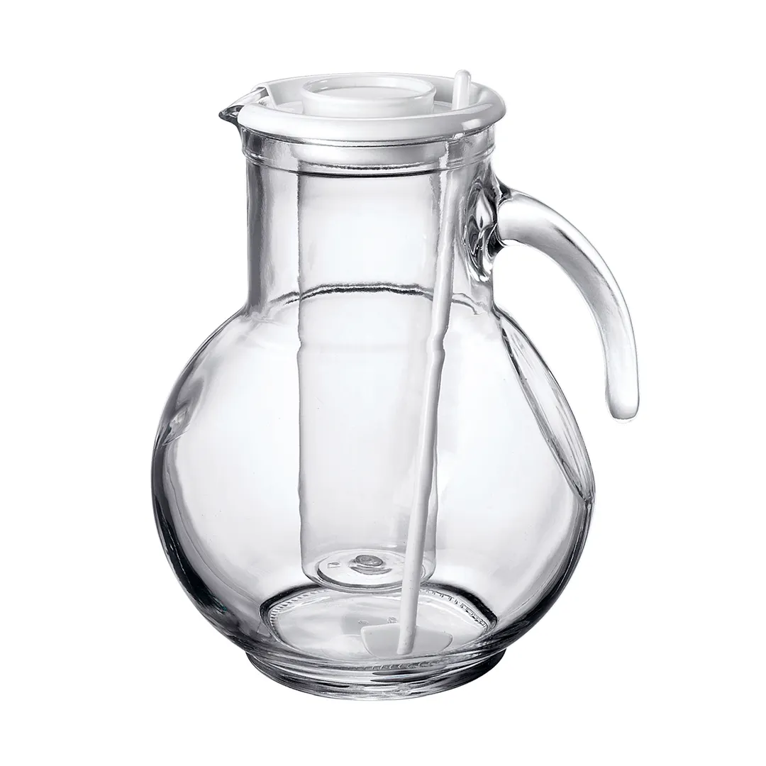 Steelite 4923Q140 Glass Pitcher with Ice Chamber, 2.25 Qt, 64-95 oz, 6.5" x 8.5", Handle, Kufra, 6/Case