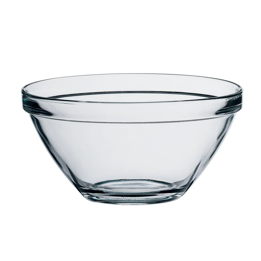 Steelite 4934Q273 7" Clear Glass Stack Bowl, 1.0 Qt Round Soda Lime - 1 Dozen