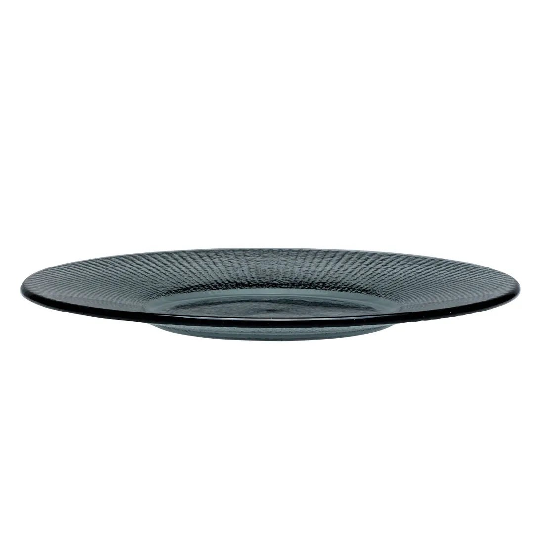 Steelite 6151B445 - Medium Well Gourmet 11.25" Round Willow Glass Smoke Finish Plate, Glass Dinnerware, Sold per Dozen