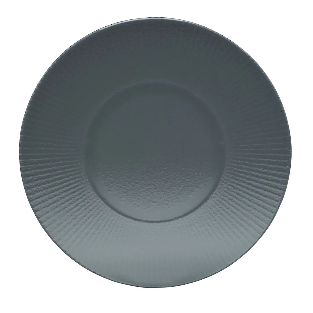 Steelite 6151B445 - Medium Well Gourmet 11.25" Round Willow Glass Smoke Finish Plate, Glass Dinnerware, Sold per Dozen