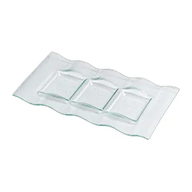 Steelite 6506G249 Rectangle Ripple Glass Platter, 12" x 6.75", 3 Compartments, Sold per Dozen