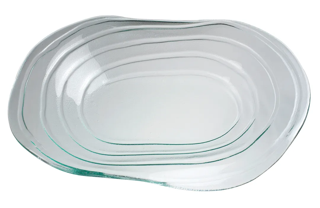 Steelite 6506G334 Glass Oval Platter, 10.25x13.5, Ripple Finish, 13 Size, Oval Shape, 8/Case