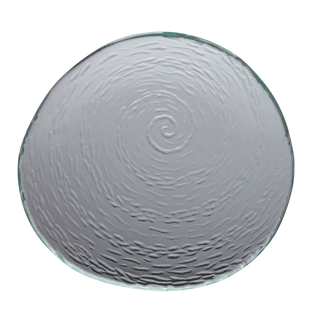 Steelite 6512G379 - 10 Round Scape Glass Platter, Clear, 10.125x9.625x1.125in, Sold per Dozen