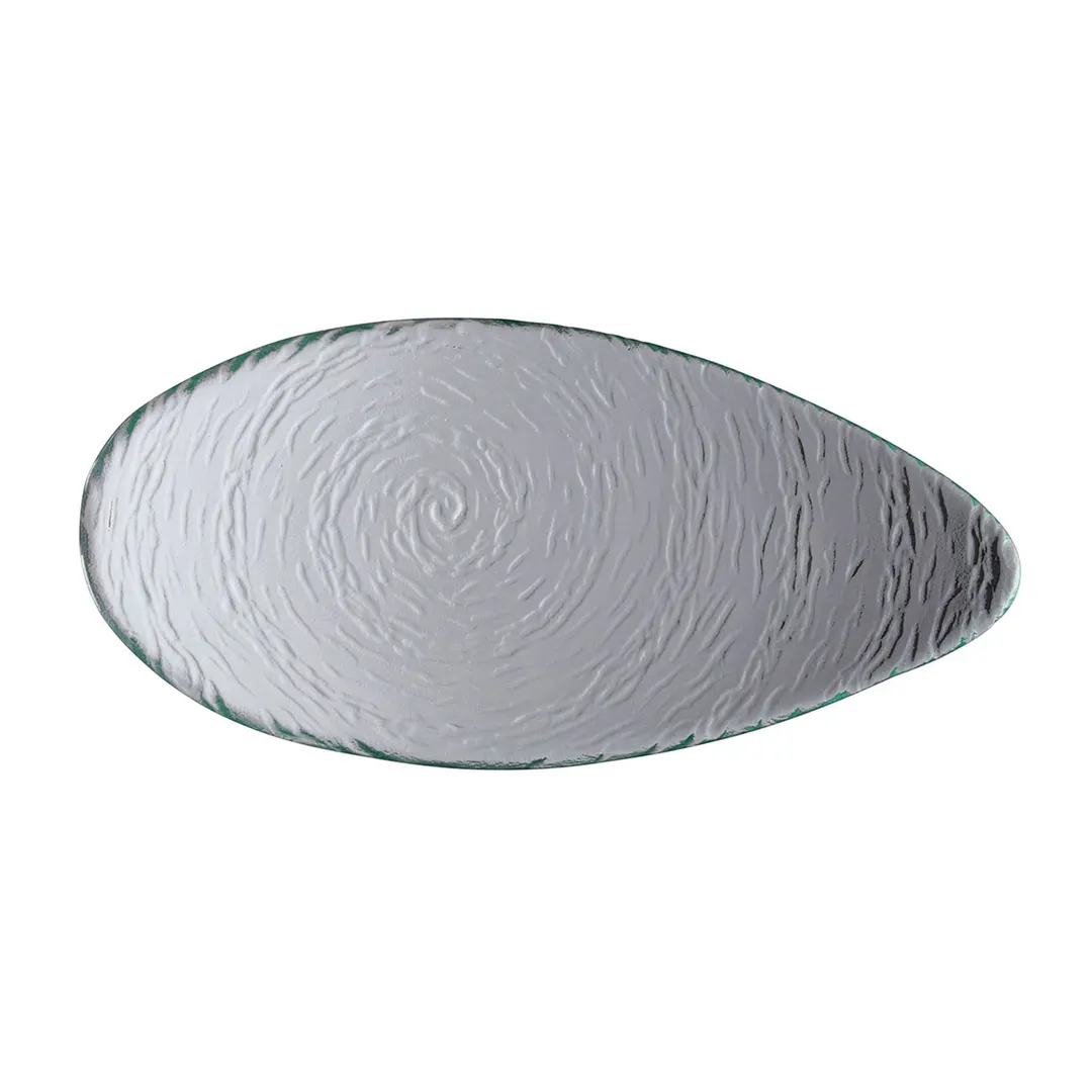 Steelite 6512G382 Oval Glass Platter, 12.125" x 5.875", Clear Scape Glass, 6/Case