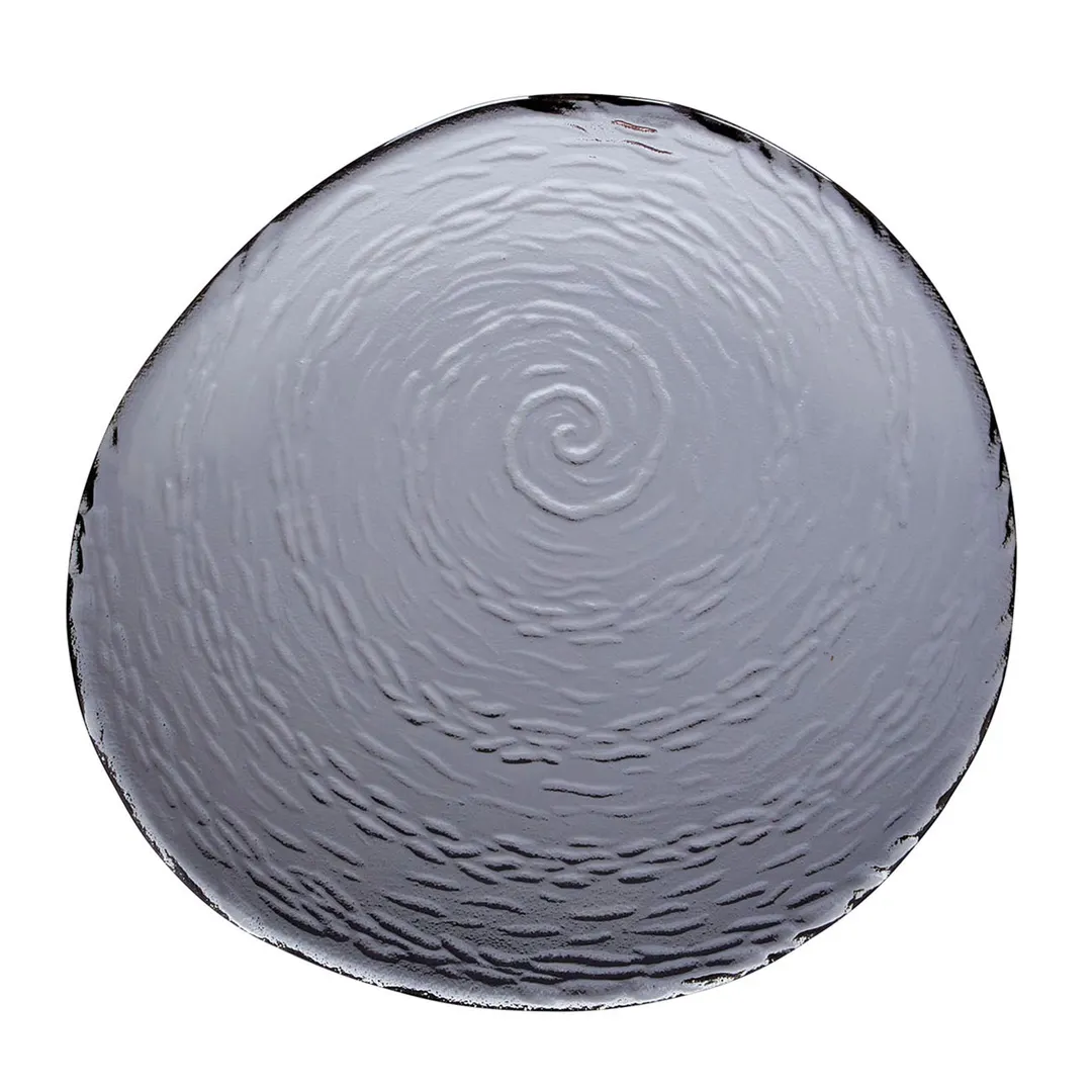 Steelite 6513G379 Round Scape Glass Platter, 10.125" Diameter, Smoke, Natural Texture, 1 Dozen