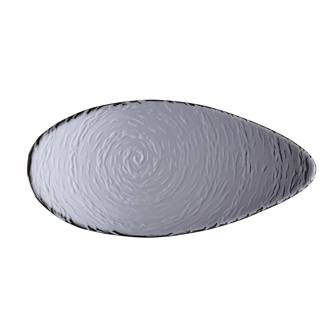Steelite 6513G382 Oval Scape Glass Platter, 12.125" x 5.875", Smoke, 6/Case