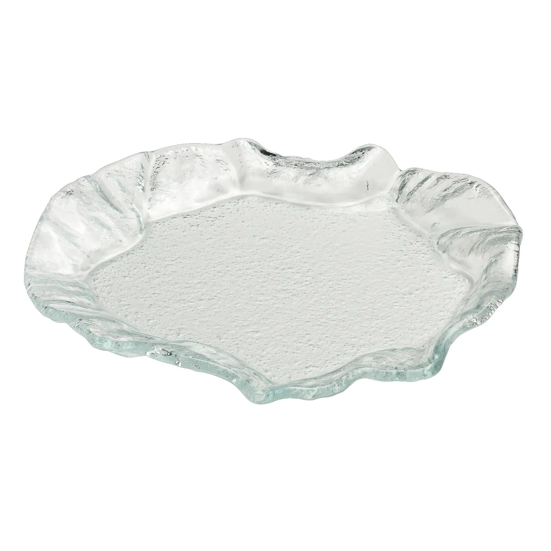 Steelite 6525B428 Large Round Flat Glass Plate, 9.875" Diameter, Venus Free Form Design, Catherine Hurand, 1 Dozen