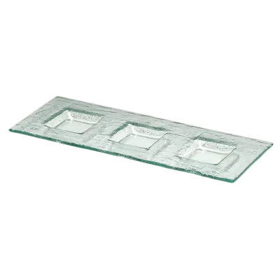 Steelite 6527B608 13" Rectangular 3-Compartment Creations Glass Plate, 13.5" x 5", Sold per Dozen