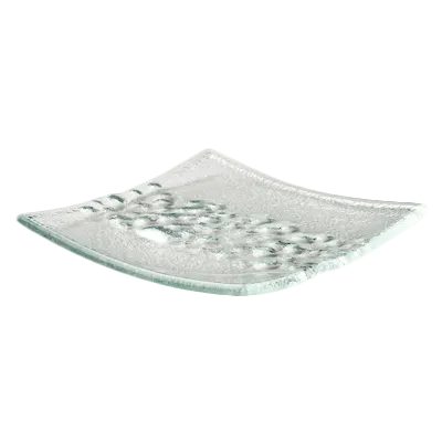Steelite 6532B420 Square Glass Plate, 5 x 5, Bubbles Design, Clear Glass, Sold Per Case