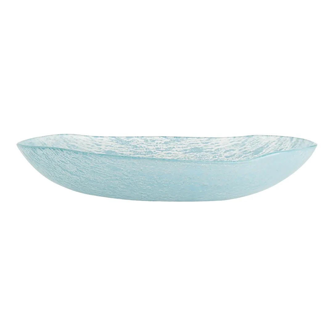 Steelite GS193806 2.5 Qt Oval Glass Serving Bowl, 14.625" x 2.75", Dusk Blue Crackle Finish, 65-96 Oz, Sold per Case