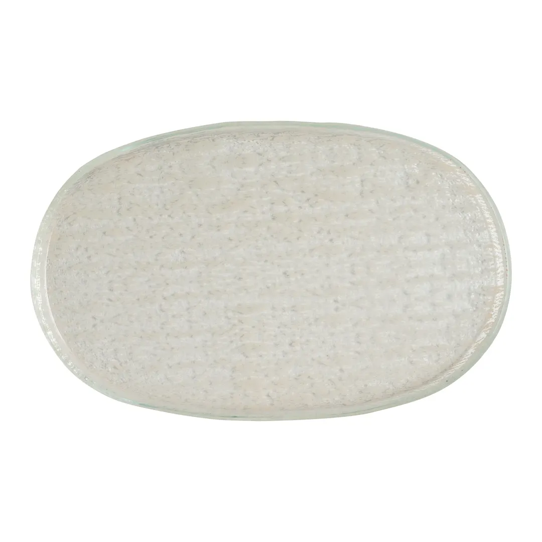 Steelite GS193807 Oval Glass Serving Platter, 15.375" x 9.875", Crackle Cream Finish, Glass, Sold per Case