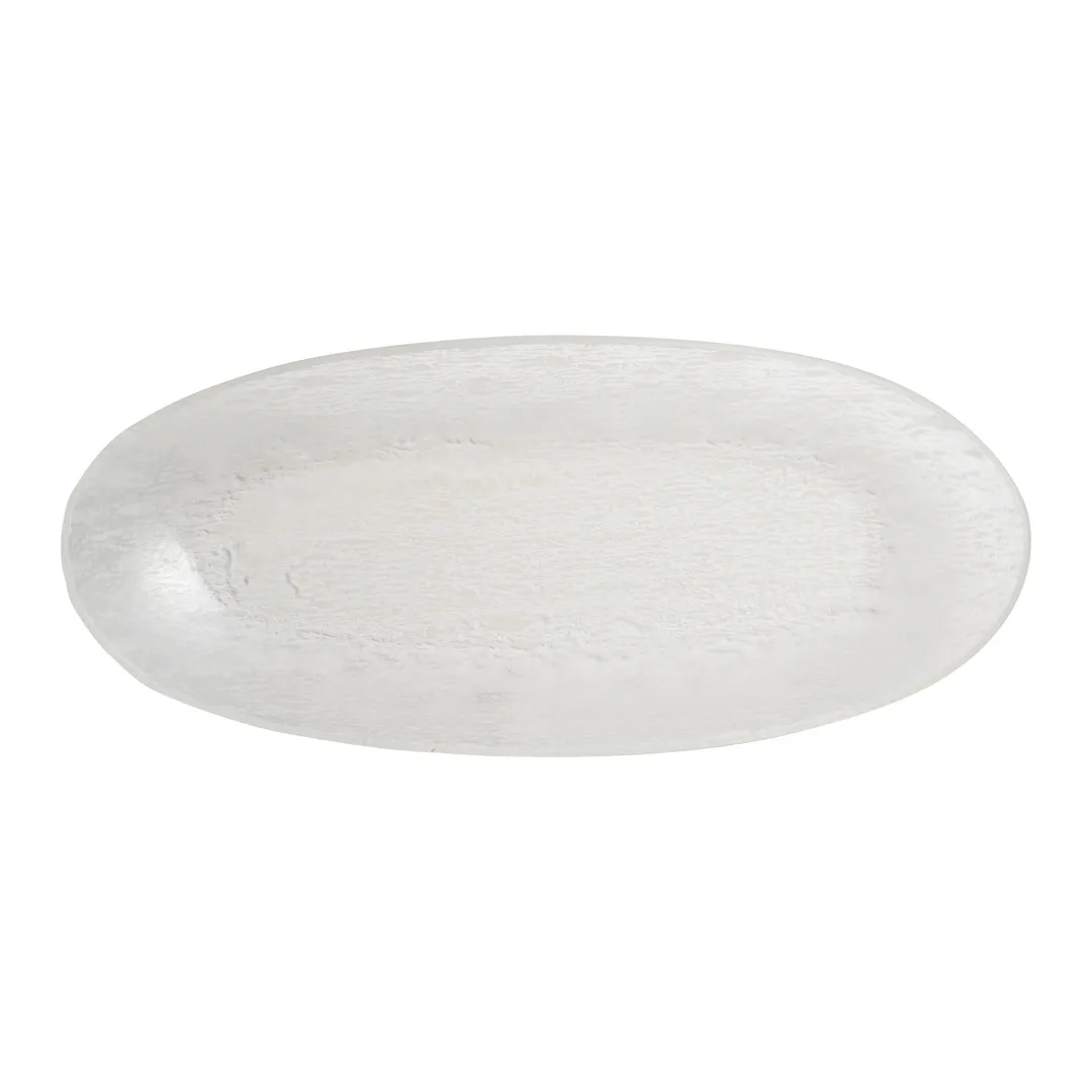 Steelite GS193808 18.375" Oval Glass Serving Bowl, 3.25 Qt, Crackle Cream Finish, 97 Oz Capacity, Sold per Case