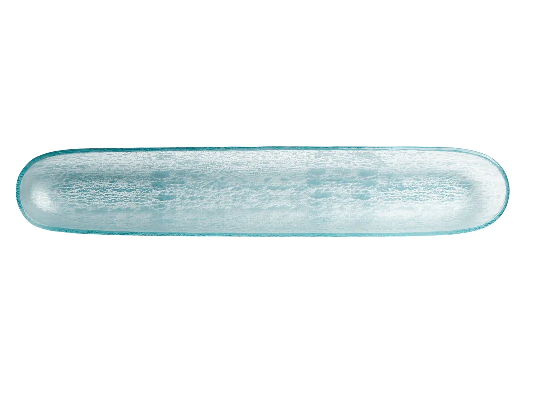 Steelite GS193872 1.25 Qt Oval Glass Serving Bowl, 24.125" x 1.625"H, Dusk Blue, Crackle Finish, 33-64 Oz, Case