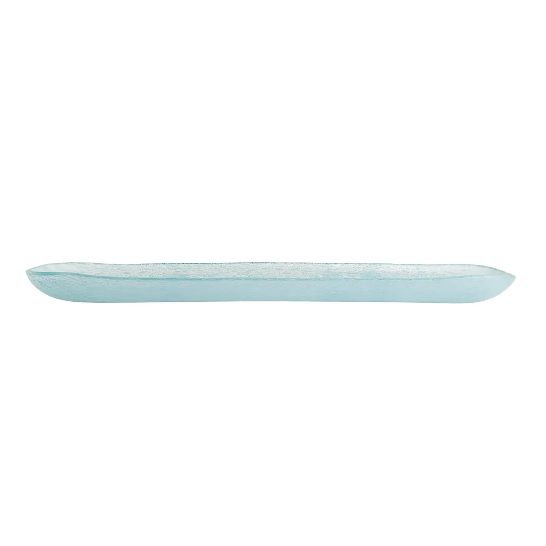 Steelite GS193872 1.25 Qt Oval Glass Serving Bowl, 24.125" x 1.625"H, Dusk Blue, Crackle Finish, 33-64 Oz, Case