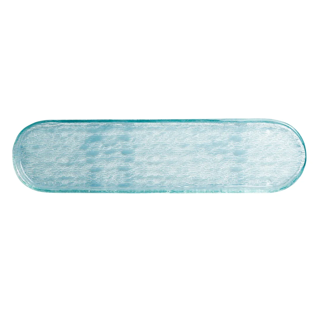 Steelite GS193873 Oval Glass Serving Platter, 20.5 x 5.125, Crackle Dusk Blue, Glass, Case