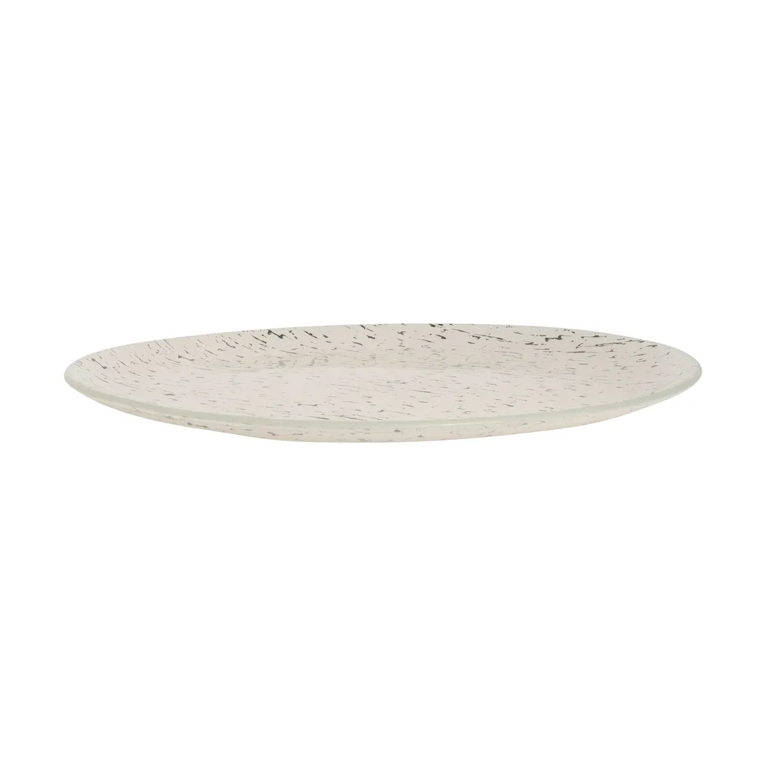 Steelite GS196650 My Glass Studio 13" Round Glass Platter, 1"H, Cream/Dark Grey Two-Tone, Sold per Case