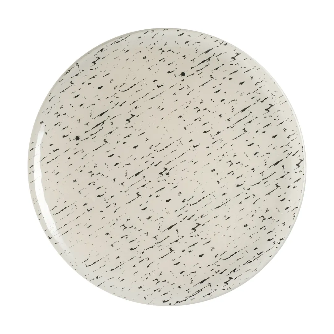 Steelite GS196650 My Glass Studio 13" Round Glass Platter, 1"H, Cream/Dark Grey Two-Tone, Sold per Case