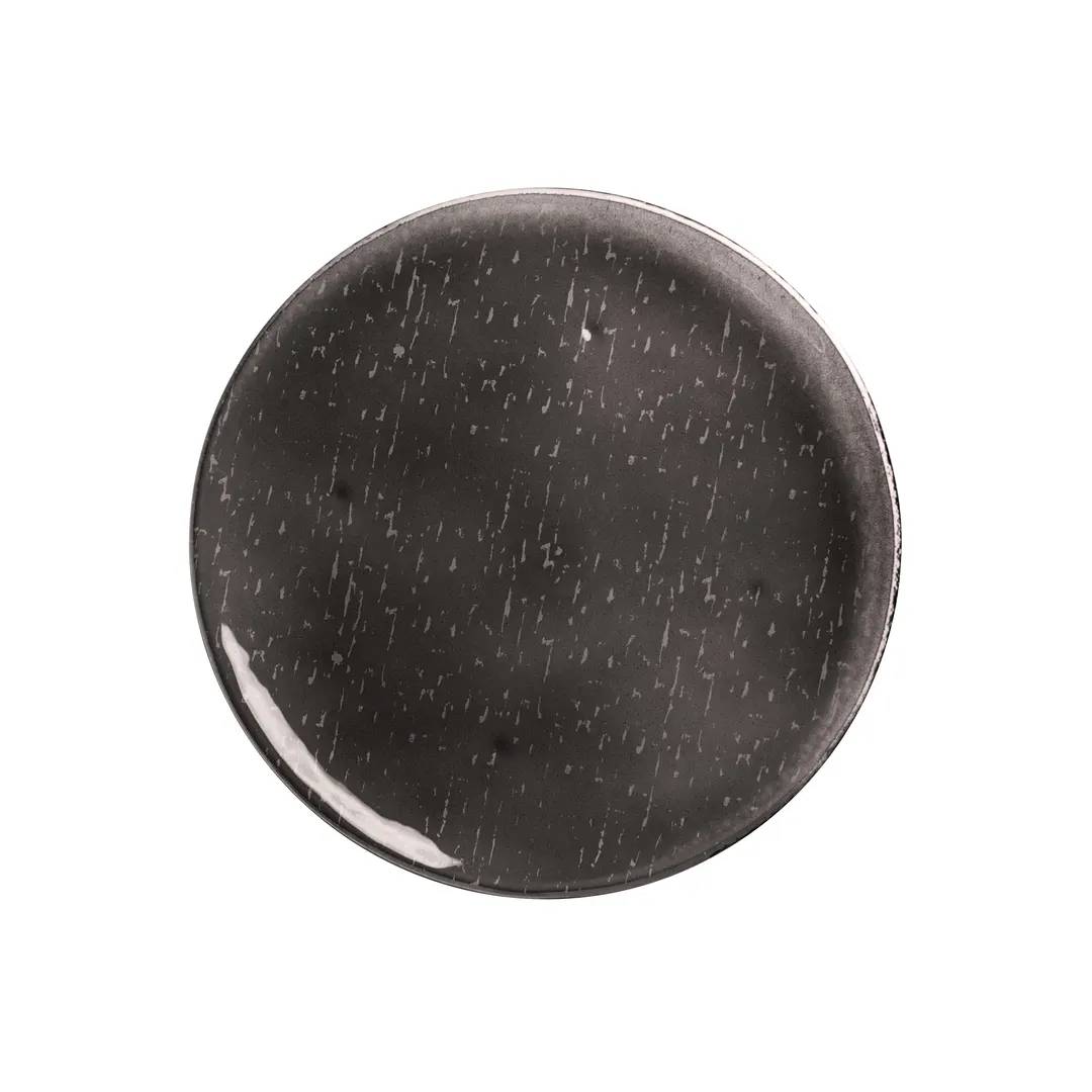 Steelite GS196652 13" Round Two-Tone Glass Platter, Dark Grey/Cream, 1"H, Glass Dinnerware