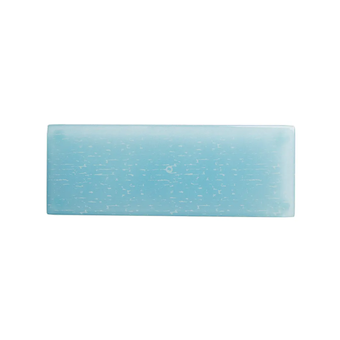 Steelite GS196662 - 14" Rectangular Glass Serving Platter, Dusk Blue Cream, 5.125"W x 0.875"H, Sold per Case