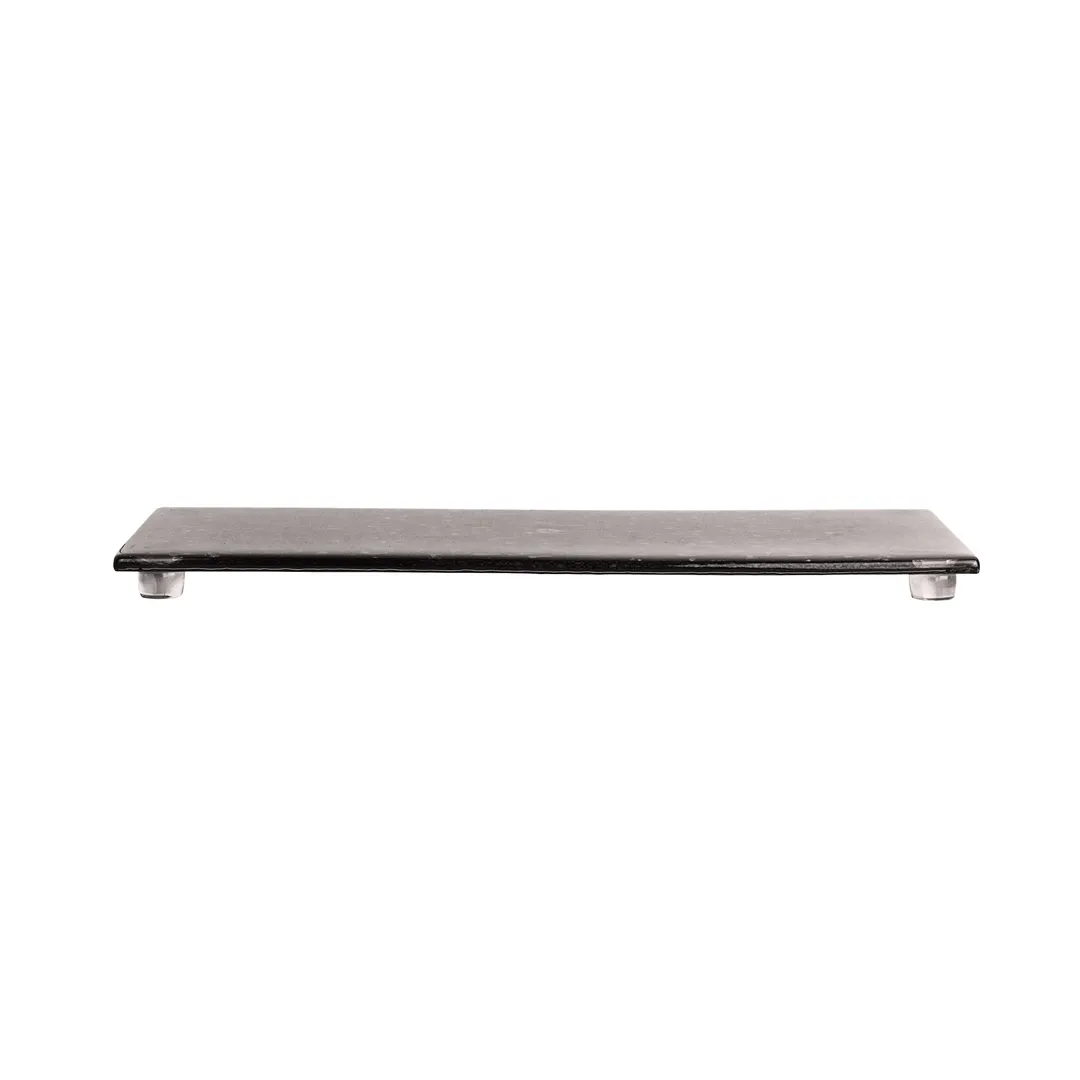 Steelite GS196663 Mid Modern 14" Rectangular Glass Serving Platter, Dark Grey Cream, Glass, Sold per Case