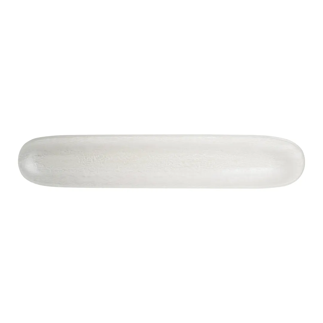 Steelite GS196690 1.25 Qt Oval Glass Serving Bowl, 24.125" x 1.625"H, Cream Crackle Finish, 33-64 Oz, Sold per Case