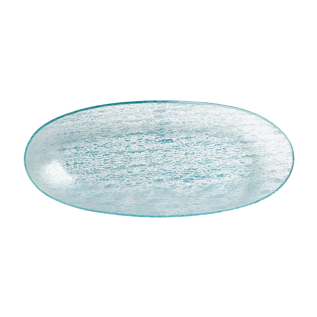 Steelite GS196694 18.375" Oval Glass Serving Bowl, 3.25 qt, Crackle Dusk Blue, 97 Oz, Glass, Sold per Case