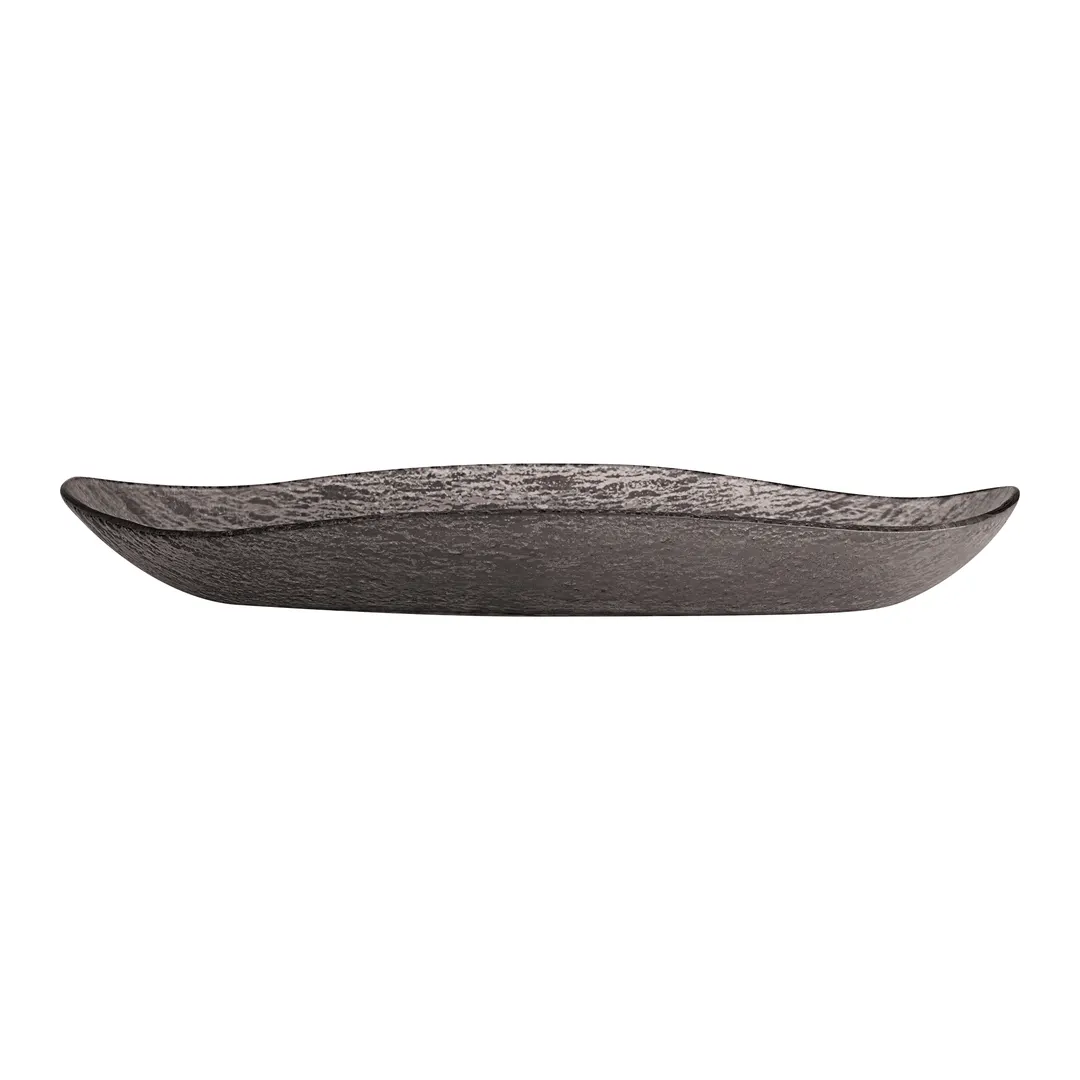 Steelite GS196695 18.375 Oval Glass Serving Bowl, 3.25 qt, Dark Grey Crackle Finish, 97 oz, Sold per Case