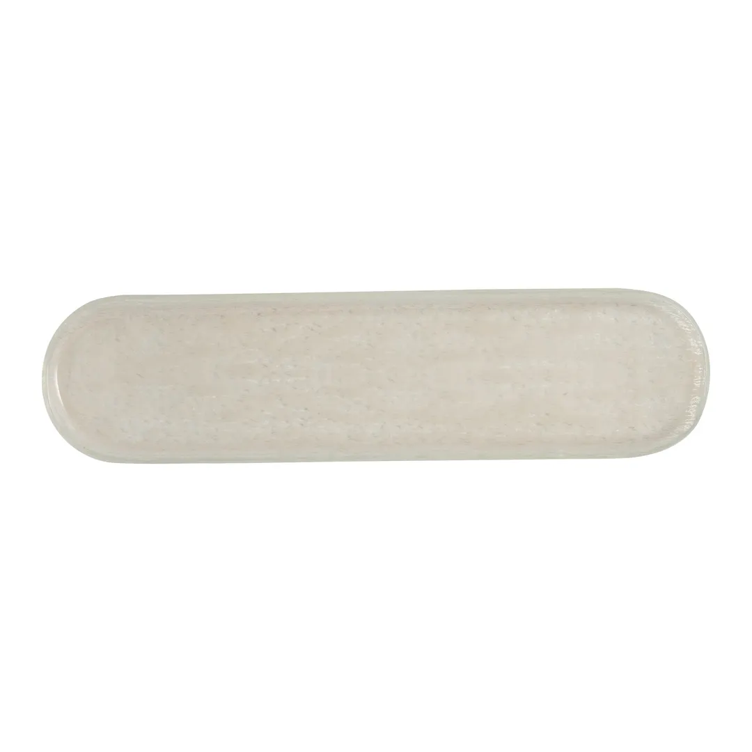 Steelite GS196696 Oval Glass Serving Platter, 20.5 x 5.125, Crackle Cream Finish, 1/Case