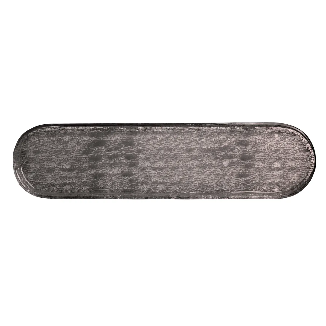 Steelite GS196697 Oval Glass Serving Platter, 20.5x5.125, Dark Grey Crackle, Glass, 1/Case