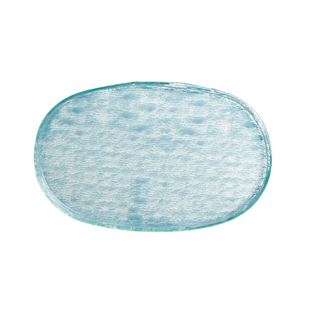 Steelite GS196698 Oval Glass Serving Platter, 15.375" x 9.875", Crackle Dusk Blue, 12/Case