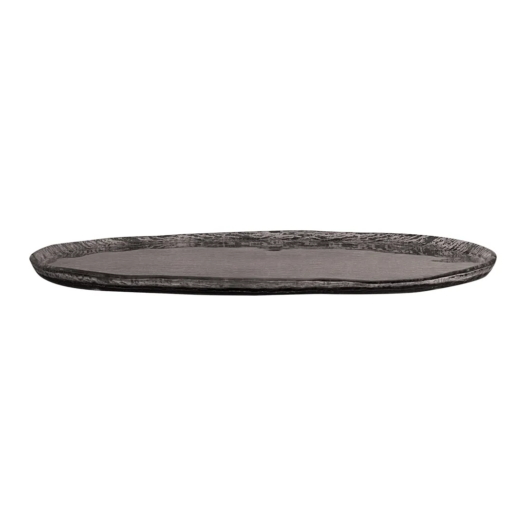 Steelite GS196699 Oval Glass Platter, 15.375" x 9.875", Crackle Dark Grey, Glass, Sold Per Case