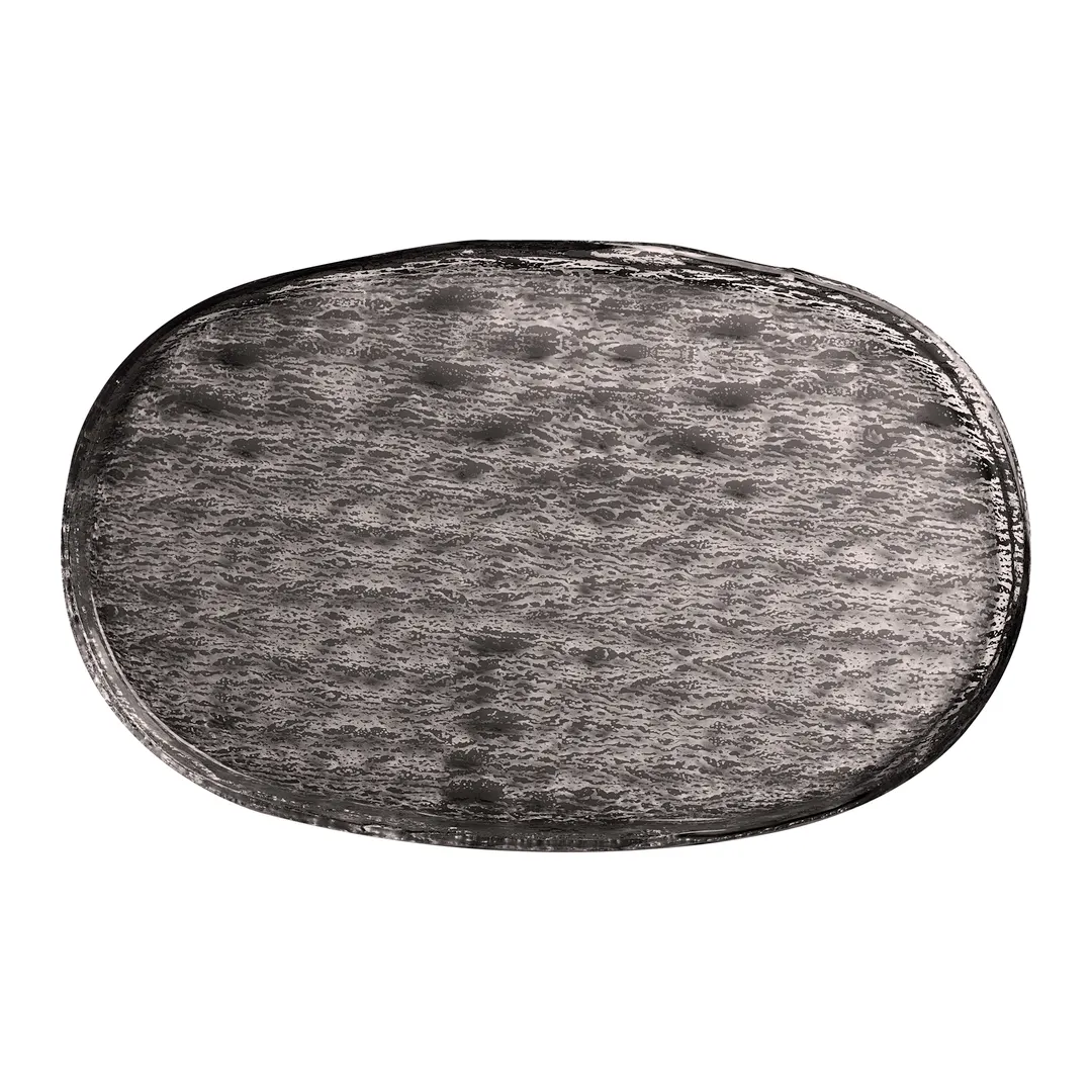 Steelite GS196699 Oval Glass Platter, 15.375" x 9.875", Crackle Dark Grey, Glass, Sold Per Case