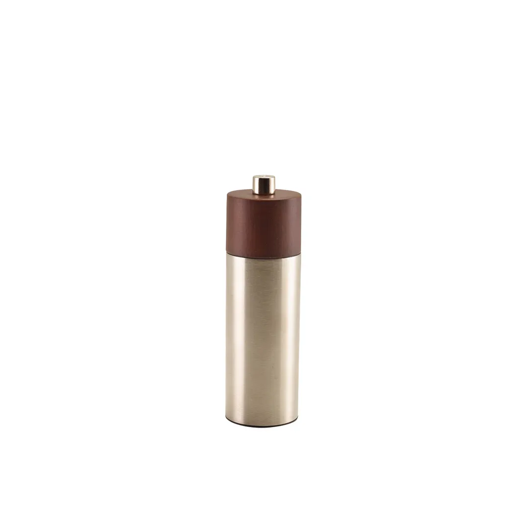 Steelite GWSPHNY15 6.0" Salt & Pepper Mill, Dark Wood & Stainless Steel, Genware Style, 6/Case